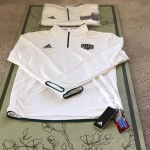 OU Bobcats White adidas half zip pullover NWT Mens